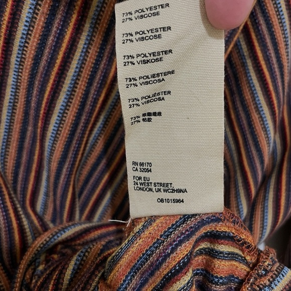 Free People Multicolor Striped V-Neck Blouse, Size XS - Picture 9 of 10